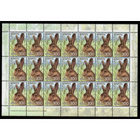 Беларусь. 2008. Стандарт. Заяц-русак (300р) (з.273-2008) Лист