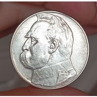 10 злотых Пилсудский 1935г.Детализация.