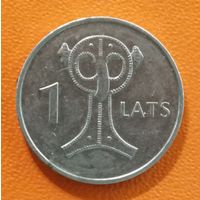 Латвия 2-я республика, 1 лат, 2007 год , Стилизованная застежка (сова) KM# 86