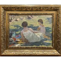 Ахремчик И.О. Народный художник. "На отдыхе", 1952г . К,М. с рамой 57х47 см.