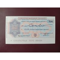Италия Банковский чек 100 лир 1976 UNC