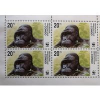 Марка Заир, Конго, горная горилла, выпуск совместно с Фондом Дикой Природы, 2002 г.