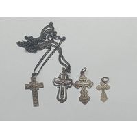 Лот серебряных нательных крестиков 925 пробы.С рубля