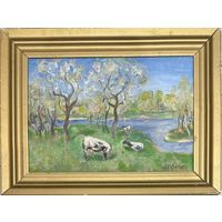 Кузьмич А.В "Пейзаж", холст на картоне, масло. Размер с рамой 61,5х46,5 см.