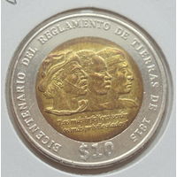 Уругвай 10 песо 2015 год 200 лет Положению о земле 1815 года биметалл состояние холдер