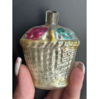 Ёлочная игрушка корзина с цветами СССР