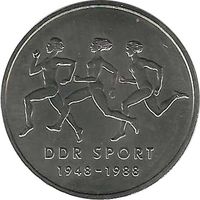 ГДР 10 марок, 1988 40 лет Союзу физкультуры и спорта UNC запайка