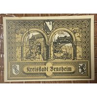 Нотгельд 50 пфеннигов 1920 год. Бенсхайм. Веймарская республика