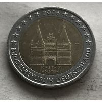 Германия 2 евро 2006 - Голштинские ворота в Любеке, Шлезвиг-Гольштейн (F - Штутгарт)