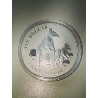 Монете Кенгуру,Мать и дитя.Унция серебро 999.9