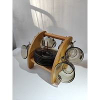 Кофейный набор.Дымчатое стекло.Франция.ARCOROC.Клейма.На подставке.