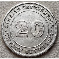 Стрейтс Сетлментс 20 центов 1926, серебро