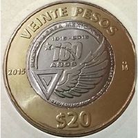 Мексика 20 песо 2015 100 лет ВВС UNC