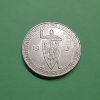 Германия. 5 рейхсмарок. 1925 год. Веймар. Тысячелетие Рейнланда. Редкая! Серебро