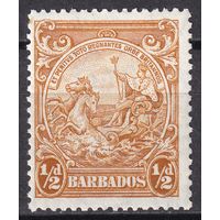 99.BrKCI. Великобритания. Колонии. Барбадос. Колониальная печать. Стандарт. 1942 г. 1/2P. Mi.#156A.