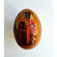 Яйцо пасхальное "Борис и Глеб", лаковая миниатюра.