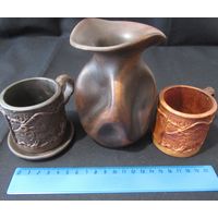 Ваза Кружки Чашки Посуда Керамика Ручная работа Hand Made Рельеф Зубр Клеймо