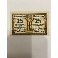 Нотгельд 25 пфеннигов 1921 год. Бельгерн. Веймарская республика - 2201