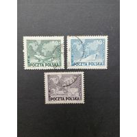 Польша 1949 Полная серия марок "75 лет Всемирному почтовому союзу (UPU)" (гашение без клея и без наклеек) Mi.530-532 каталог 12.00 евро