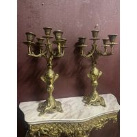 Пара старинных бронзовых подсвечников, Европа, много лотов с рубля
