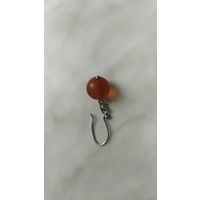 Серьга одиночная, 875 проба, янтарь, СССР