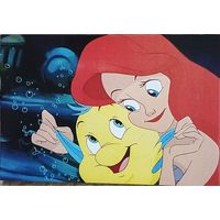 Открытка "Русалочка" мультфильм Дисней, Ариэль и Флаундер чистая