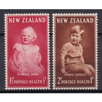 91.BrK. Великобритания. Колонии. Новая Зеландия. Принцесса Анна и принц Чарльз. 1952 г. Полная серия. MNH. Mi.##319-320.