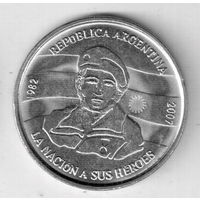 Аргентина 2 песо 2007 25 лет оккупации Фолклендских островов