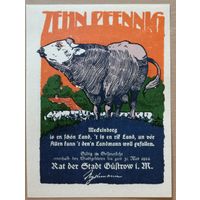 Германия 10 пфеннигов 1922 г Гюстроф (Gustrow), 495.1, B1, aUNC