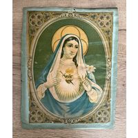 Старинная литография Непорочное сердце Марии