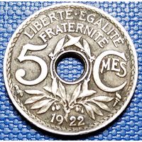Франция 5 сантимов 1922 г.