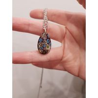 Кулон из стекла в технике милефиори, ручная работа (дымчатый)