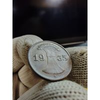 1 рейхспфенниг 1935 г. (E), огонёк монетка,  СМОТРИТЕ ДР. МОИ ЛОТЫ.. Большая распродажа!