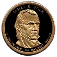 СОЕДИНЁННЫЕ ШТАТЫ АМЕРИКИ 1 ДОЛЛАР 2009 S. ПРУФ. 11-й ПРЕЗИДЕНТ Д. К. ПОЛК. РЕДКАЯ