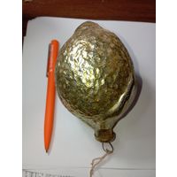 Ёлочная игрушка большая , ЛИМОН , толстое стекло .