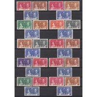 1.BrKS. Великобритания. Колонии. Коронация Георга VI и Елизаветы. 1937 г. 42 полных серии MNH(*).