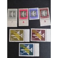 ГДР 1957 Полная серия марок "Марки авиапочты" (чистые**, но на марке номинал 0.35 есть маленький след от наклейки) Mi.609-615 каталог 14.00 евро