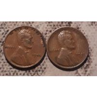 1 цент 1945 P или S США Пшеничный пенни