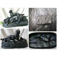 БОЛЬШИЕ (10 кг) сеттер и поинтер в стойке на дичь. Чугунное, литьё, Куса, СССР, 1980 год .