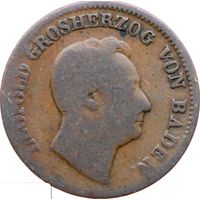 РАСПРОДАЖА!!! - ГЕРМАНИЯ БАДЕН 1 крейцер 1852 год "ЛЕОПОЛЬД БАДЕНСКИЙ-Последний Год Правления"