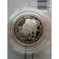 10 долларов 1990 год. Вымирающие виды - Слоны. Острова Кука. Серебро 925 Пруф