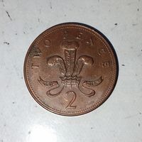 2 пенса 2000 года Великобритания. Королева Елизавета 2. Родная патина!
