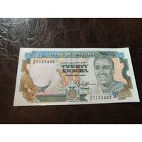 Замбия 20 квача образца 1989-1991 года AUNC p32b серия A/F