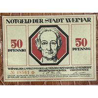 Нотгельд 50 пфеннигов 1921 год. Веймар,. Веймарская республика