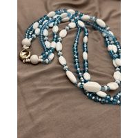 Бусы винтажные, молочное стекло, длина в застегнутом виде 30см