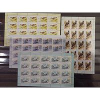 Марки Беларуси 2000 серия РЕДКАЯ в листах, фауна, Птицы, занесённые в Красную книгу Беларуси, КМ 374 - 377, каталог 64 евро