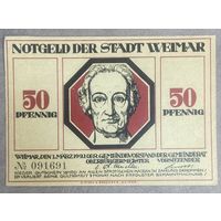 Нотгельд 50 пфеннигов 1921 год. Веймар. Веймарская республика