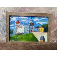 Картина Гродно 10x15 в рамке, Темперные краски