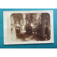 Фотооткрытка 1 Мировая война Офицер и солдаты немецкой армии пехота униформа / на позициях