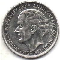ЯМАЙКА /КОРОЛЕВСТВО В СОДРУЖЕСТВЕ НАЦИЙ/ 5 ДОЛЛАРОВ 1993. 100 лет со дня рождения Нормана Вашингтона Мэнли НЕЧАСТАЯ. 36 мм